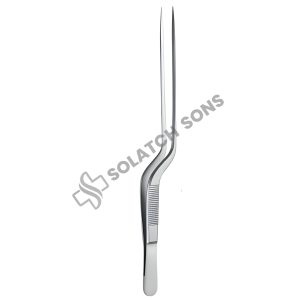 Dissecting Micro Forceps, Bayonet-Shaped, Smooth, STR, 1 mm Tip, 18.5 cm (7 1/4")