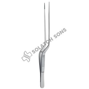 Gerald Bayonet-Shaped Delicate Dissecting Forceps, Smooth Tip (STR), 1 mm, 19 cm