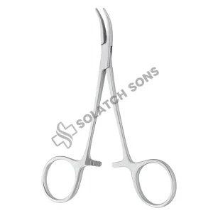 Hemostatic Forcep – Cross Serrated, Curved (CVD), 12 cm (4 3/4") Surgical Vessel Clamp