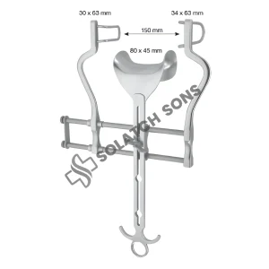 Balfour Abdominal Retractor 150 mm Self-Retaining Surgical Retractor 30 x 63 mm, 80 x 45 mm, 34 x 63 mm Stainless Steel